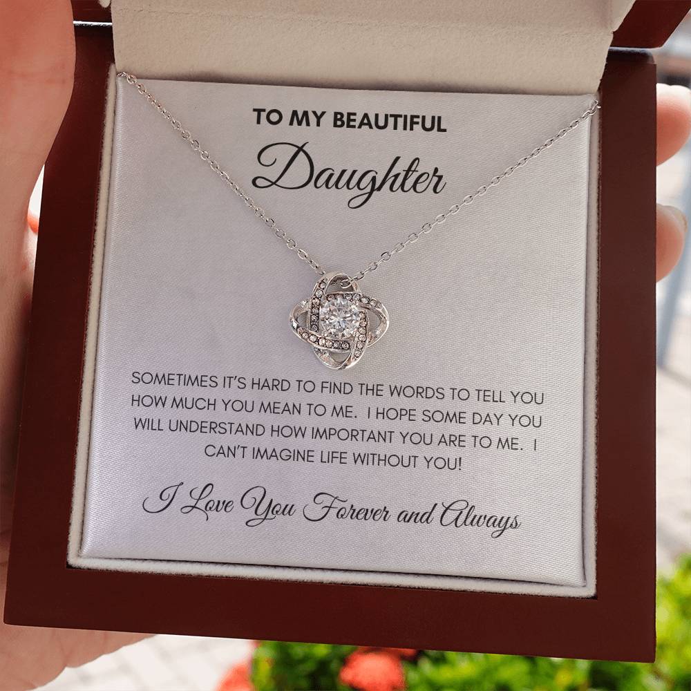 To My Beautiful Daughter | Forever and Always | Love Knot Necklace