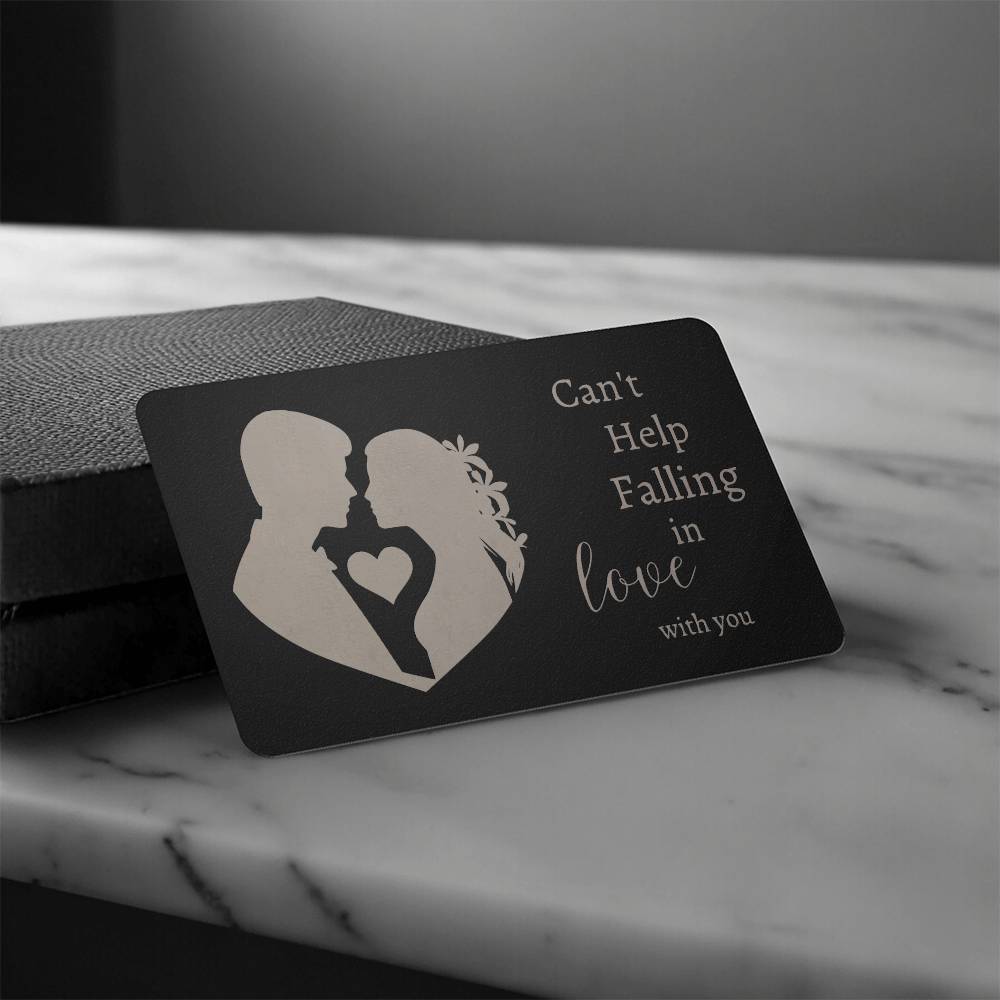 Falling in Love Engraved Metal Wallet Card