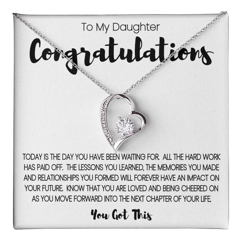 To My Daughter - Congratulations Heart Necklace