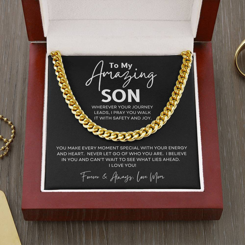 To My Amazing Son "Your Journey" Personalized Men's Cuban Link Chain