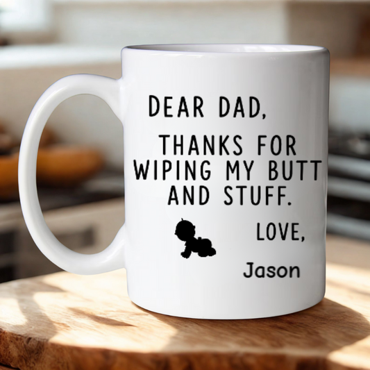Dear Dad" Personalized Funny Baby Message Mug | Custom Name Gift for Fathers