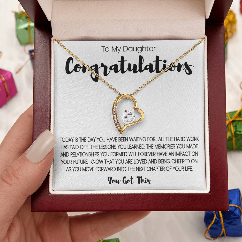 To My Daughter - Congratulations Heart Necklace