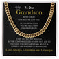 To Our Grandson Cuban Link Chain From Grandma and Grandpa Crown