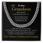 To Our Grandson Cuban Link Chain From Grandma and Grandpa Crown