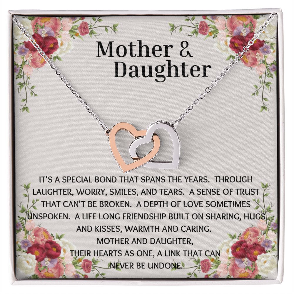 Mother & Daughter Interlocking Hearts Necklace Flower Corner