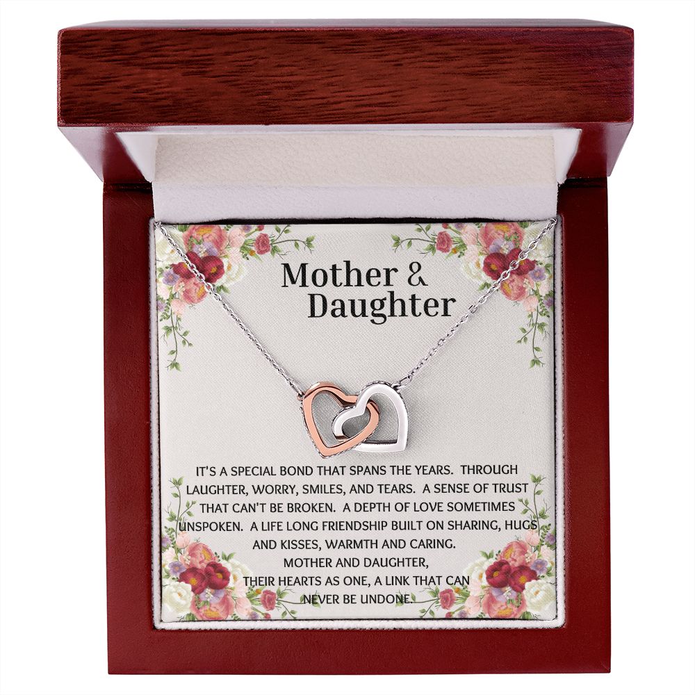 Mother & Daughter Interlocking Hearts Necklace Flower Corner