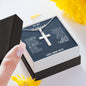 To My Husband Stainless Steel Cross Necklace From Wife Blue