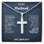 To My Husband Stainless Steel Cross Necklace From Wife Blue