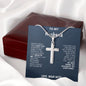 To My Husband Stainless Steel Cross Necklace From Wife Blue