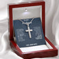 To My Husband Stainless Steel Cross Necklace From Wife Blue