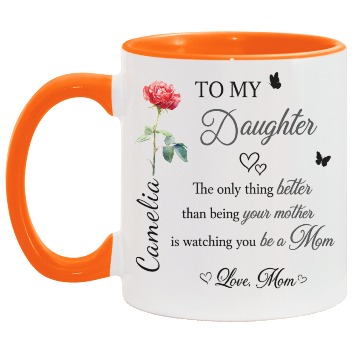 To My Daughter Personalized Mug from Mom – Custom Name Gift for New Mom | Double- Sided Printed | Mother’s Day Coffee Mug (11oz, 15oz, Accent Mug)