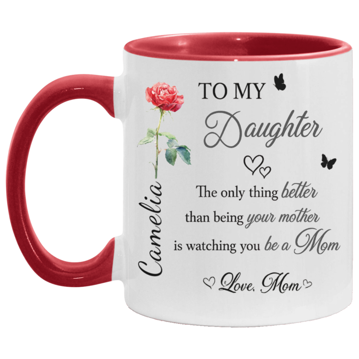 To My Daughter Personalized Mug from Mom – Custom Name Gift for New Mom | Double- Sided Printed | Mother’s Day Coffee Mug (11oz, 15oz, Accent Mug)