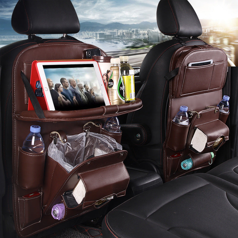 PU Leather Car Storage Bag Multifunction Seat Back  Waterproof Car Organizer