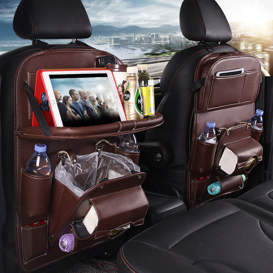 PU Leather Car Storage Bag Multifunction Seat Back  Waterproof Car Organizer