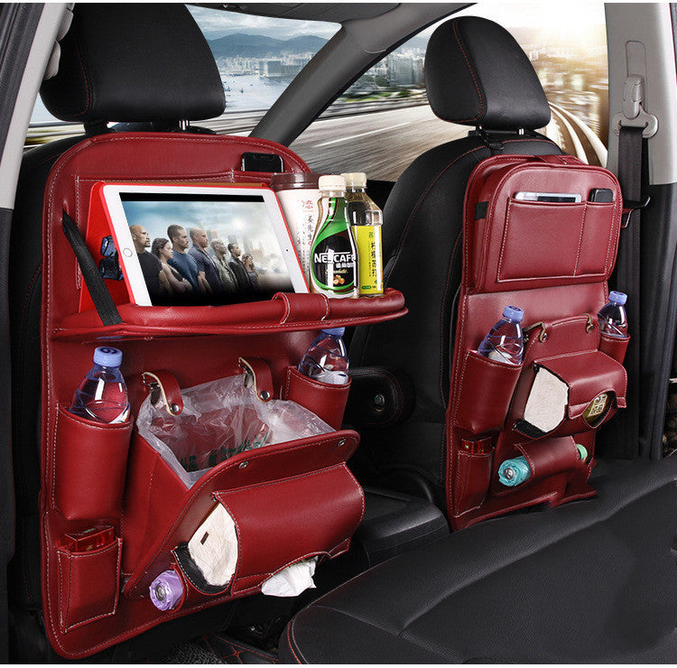 PU Leather Car Storage Bag Multifunction Seat Back  Waterproof Car Organizer