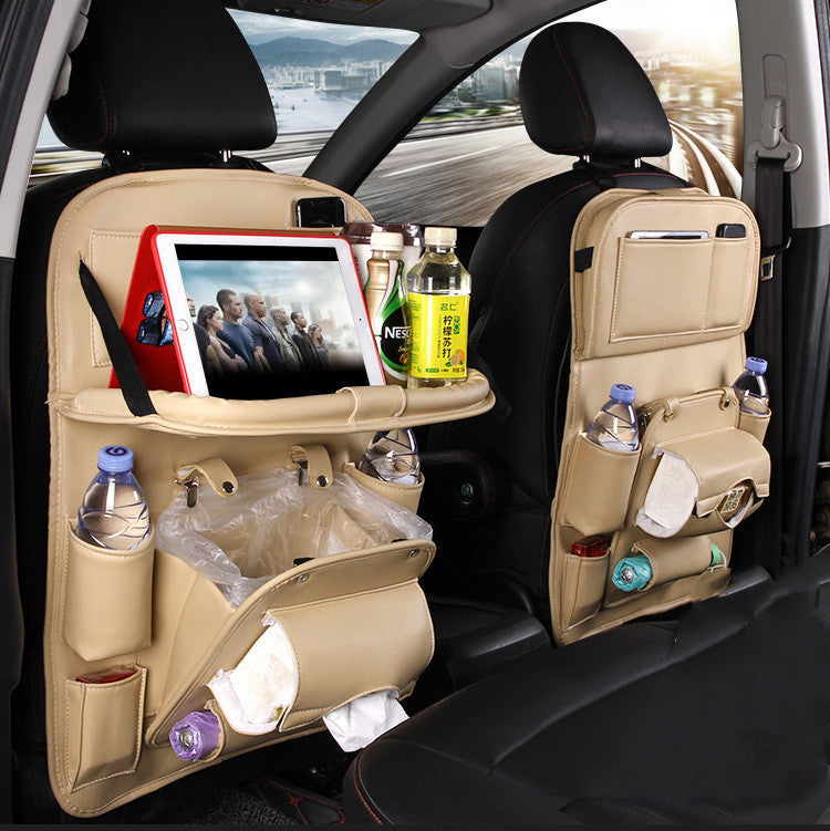 PU Leather Car Storage Bag Multifunction Seat Back  Waterproof Car Organizer