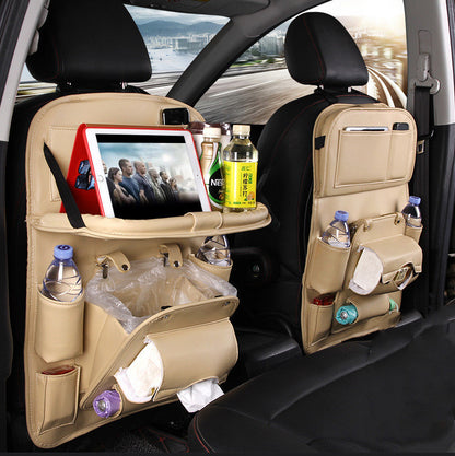 PU Leather Car Storage Bag Multifunction Seat Back  Waterproof Car Organizer