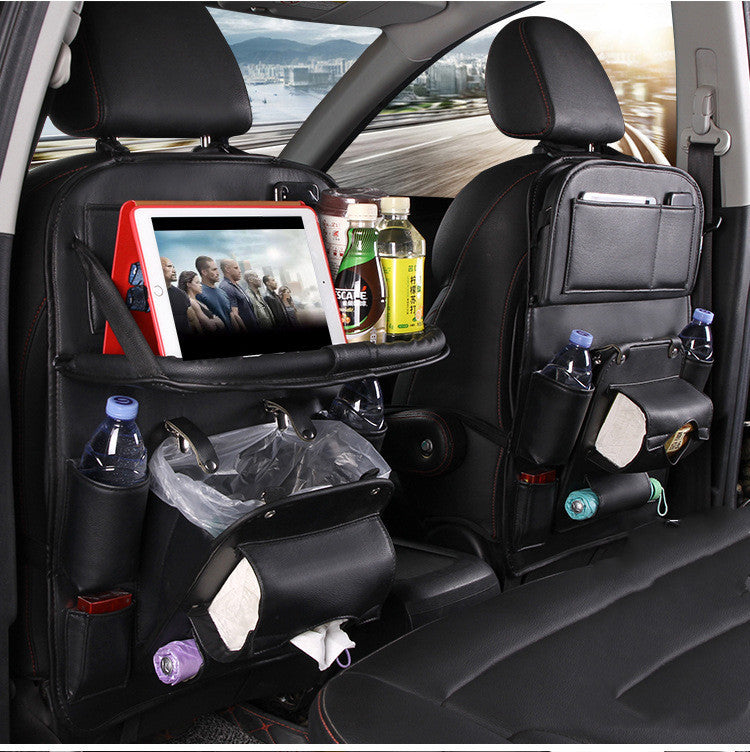 PU Leather Car Storage Bag Multifunction Seat Back  Waterproof Car Organizer