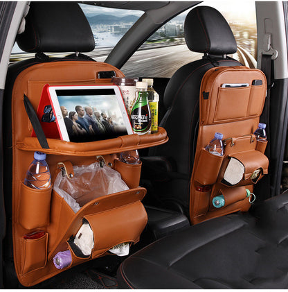 PU Leather Car Storage Bag Multifunction Seat Back  Waterproof Car Organizer