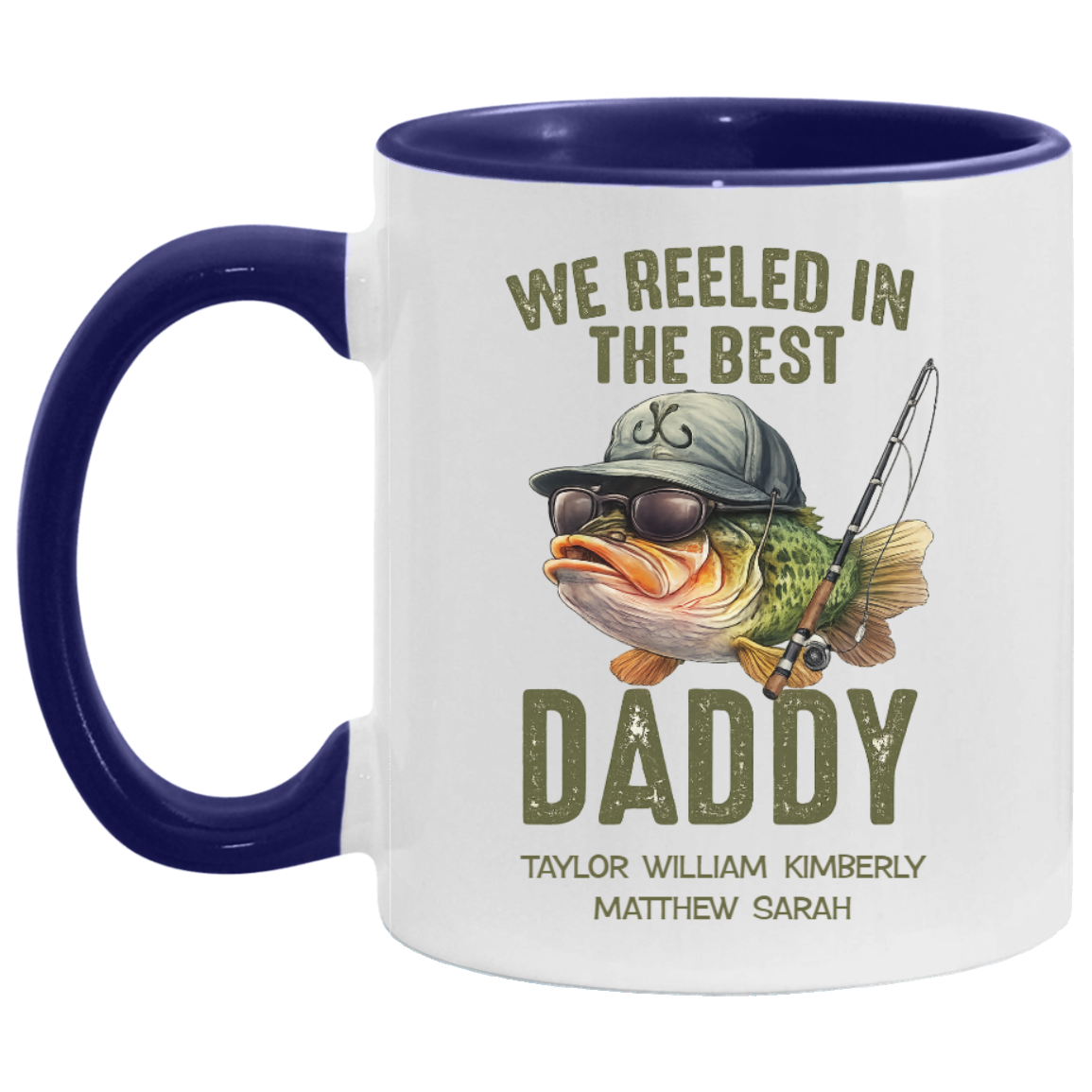 Personalized Fishing Dad Mug – We Reeled In The Best Daddy – Custom Kids Names Coffee Mug | Father's Day Gift for Dad, Daddy, Papa