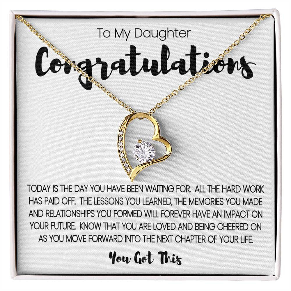 To My Daughter - Congratulations Heart Necklace