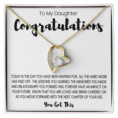 To My Daughter - Congratulations Heart Necklace