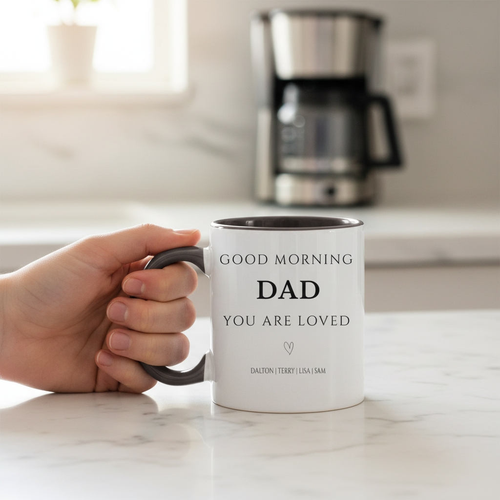 Personalized "Good Morning" Coffee Mug – Custom Dad, Grandpa, Papa, Daddy & Father Figure Gift with Kids' Names