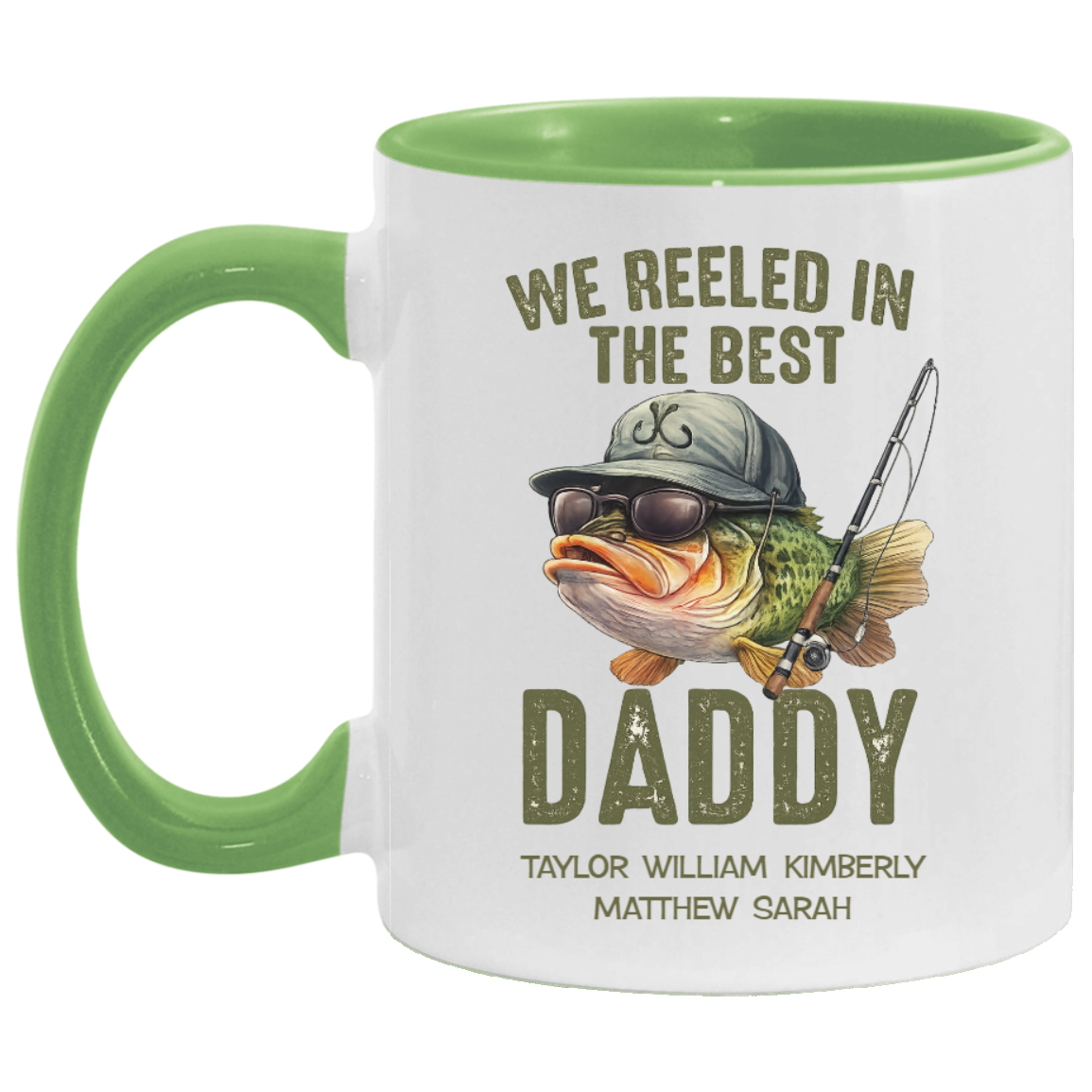 Personalized Fishing Dad Mug – We Reeled In The Best Daddy – Custom Kids Names Coffee Mug | Father's Day Gift for Dad, Daddy, Papa