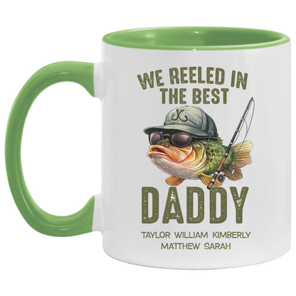 Personalized Fishing Dad Mug – We Reeled In The Best Daddy – Custom Kids Names Coffee Mug | Father's Day Gift for Dad, Daddy, Papa