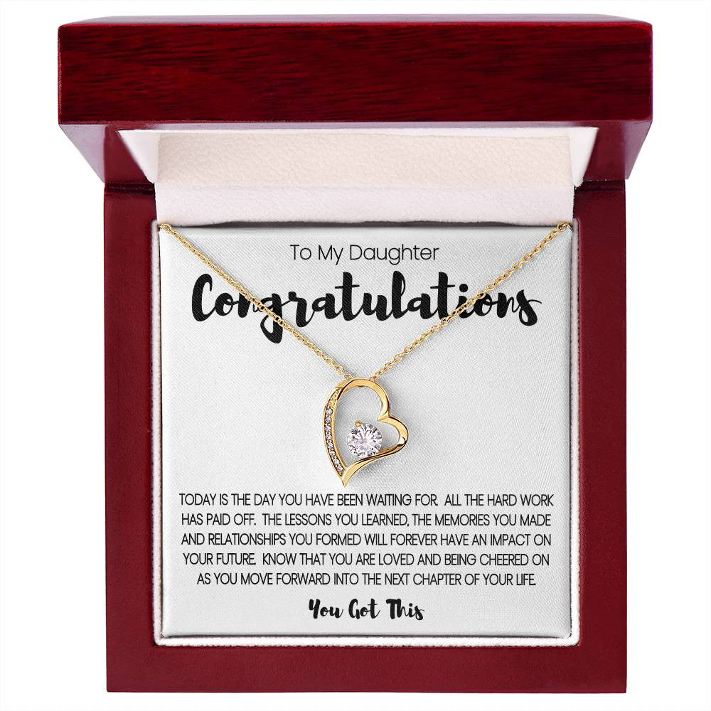 To My Daughter - Congratulations Heart Necklace