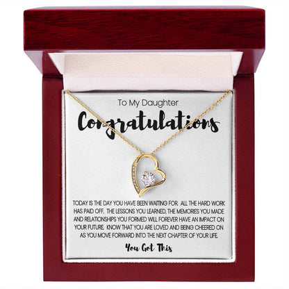 To My Daughter - Congratulations Heart Necklace