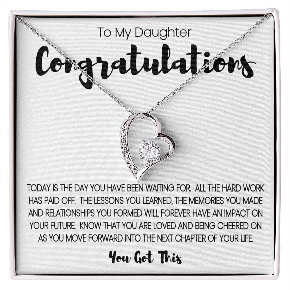 To My Daughter - Congratulations Heart Necklace