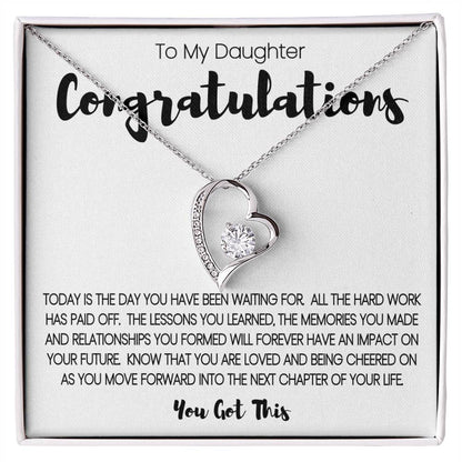 To My Daughter - Congratulations Heart Necklace