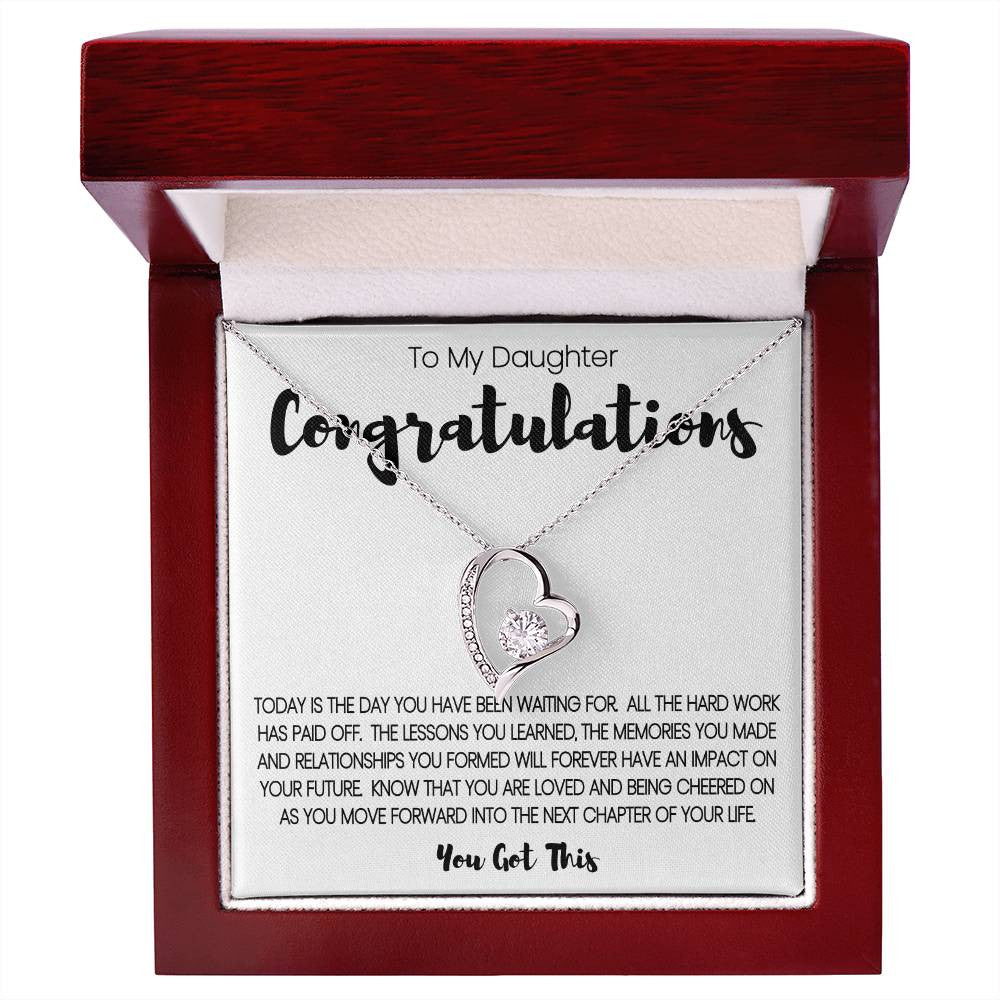 To My Daughter - Congratulations Heart Necklace