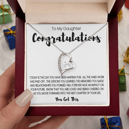 To My Daughter - Congratulations Heart Necklace