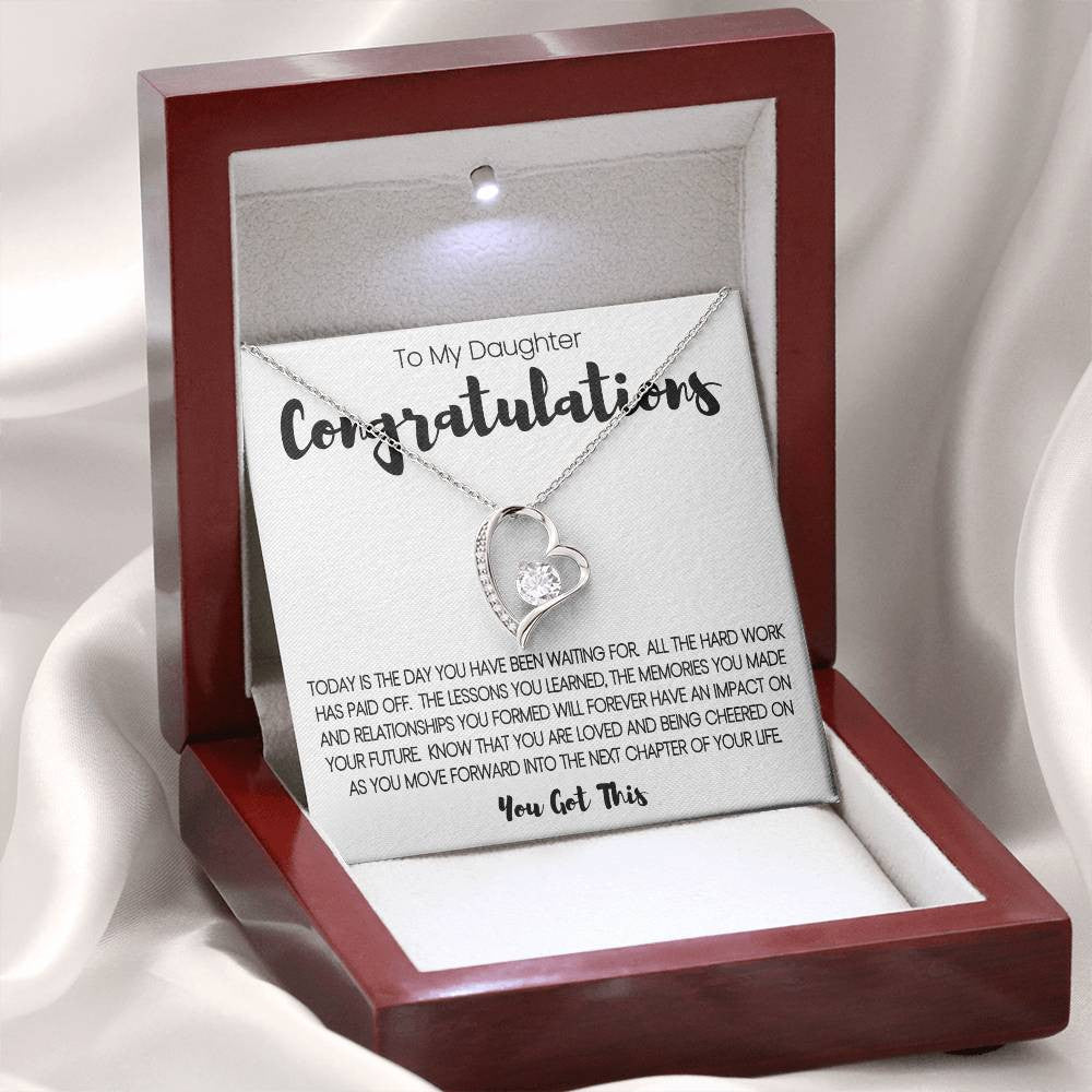 To My Daughter - Congratulations Heart Necklace