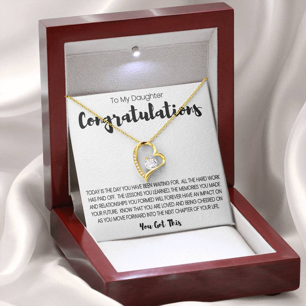To My Daughter - Congratulations Heart Necklace