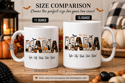 Personalized Boo Crew Mama Halloween Mug – Custom Family Names Coffee Mug | 11oz & 15oz