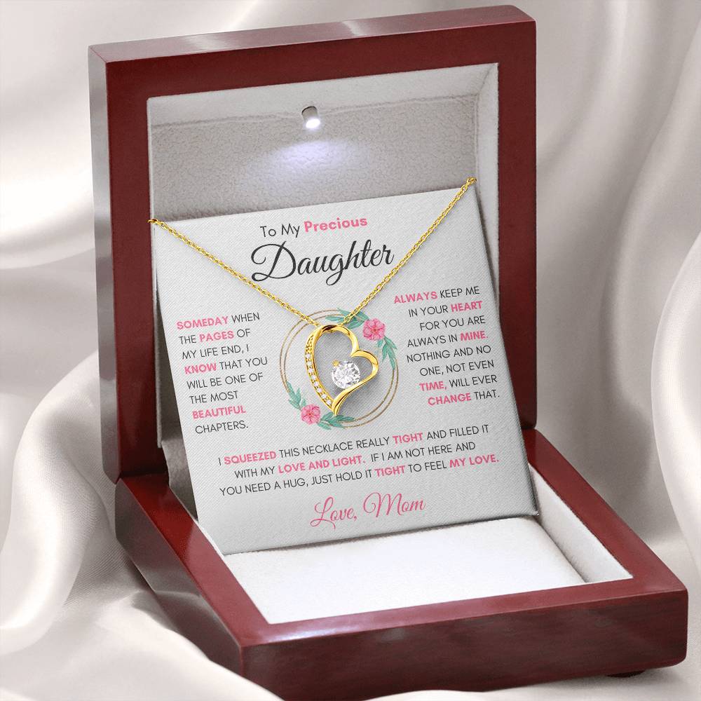 To My Precious Daughter " Someday When The Pages" Love Mom Necklace