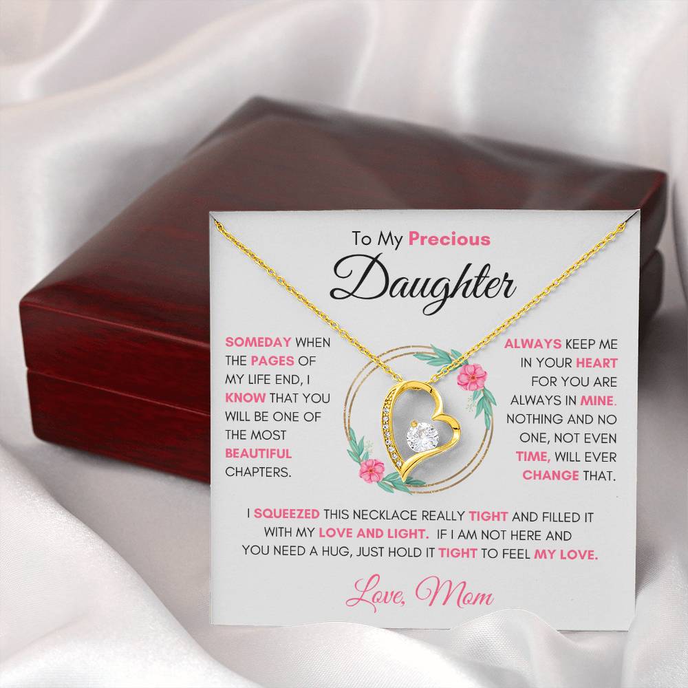 To My Precious Daughter " Someday When The Pages" Love Mom Necklace