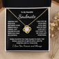 To My Soulmate Time Ceases To Exist Love Knot Necklace White Text