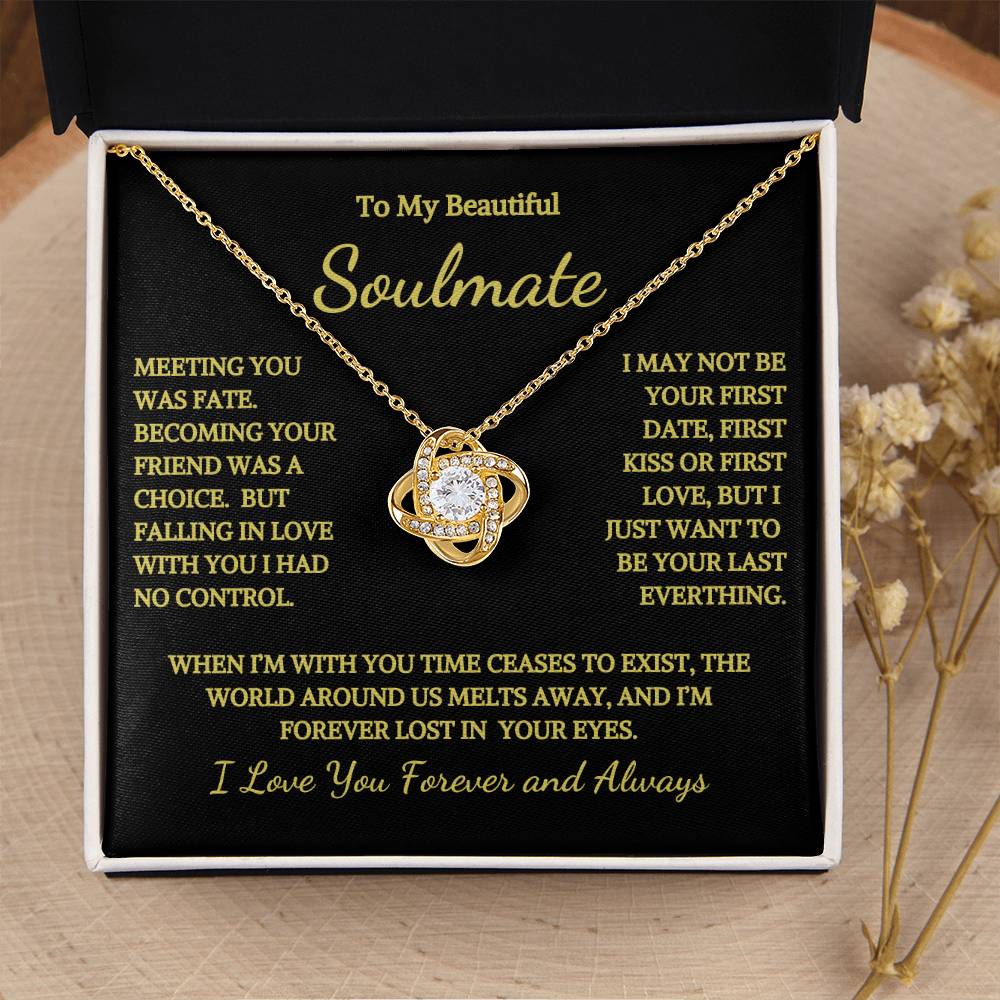 To My Soulmate Time Ceases To Exist Love Knot Necklace