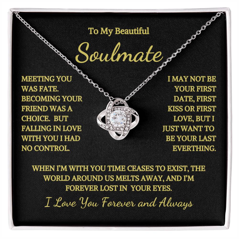 To My Soulmate Time Ceases To Exist Love Knot Necklace