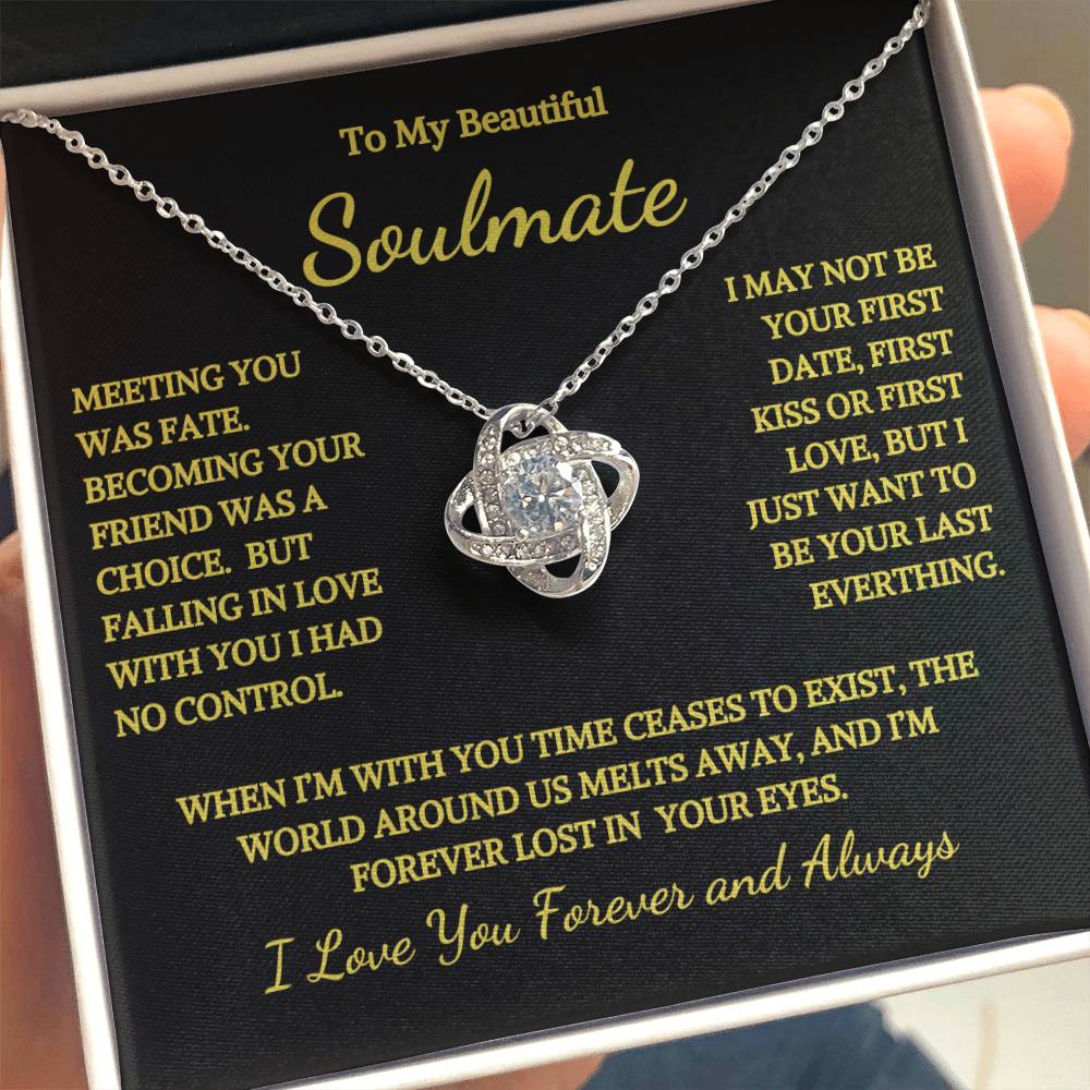 To My Soulmate Time Ceases To Exist Love Knot Necklace