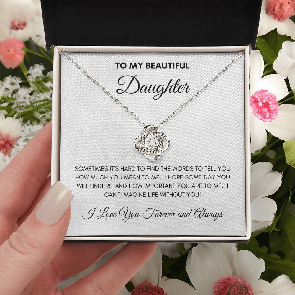 To My Beautiful Daughter | Forever and Always | Love Knot Necklace