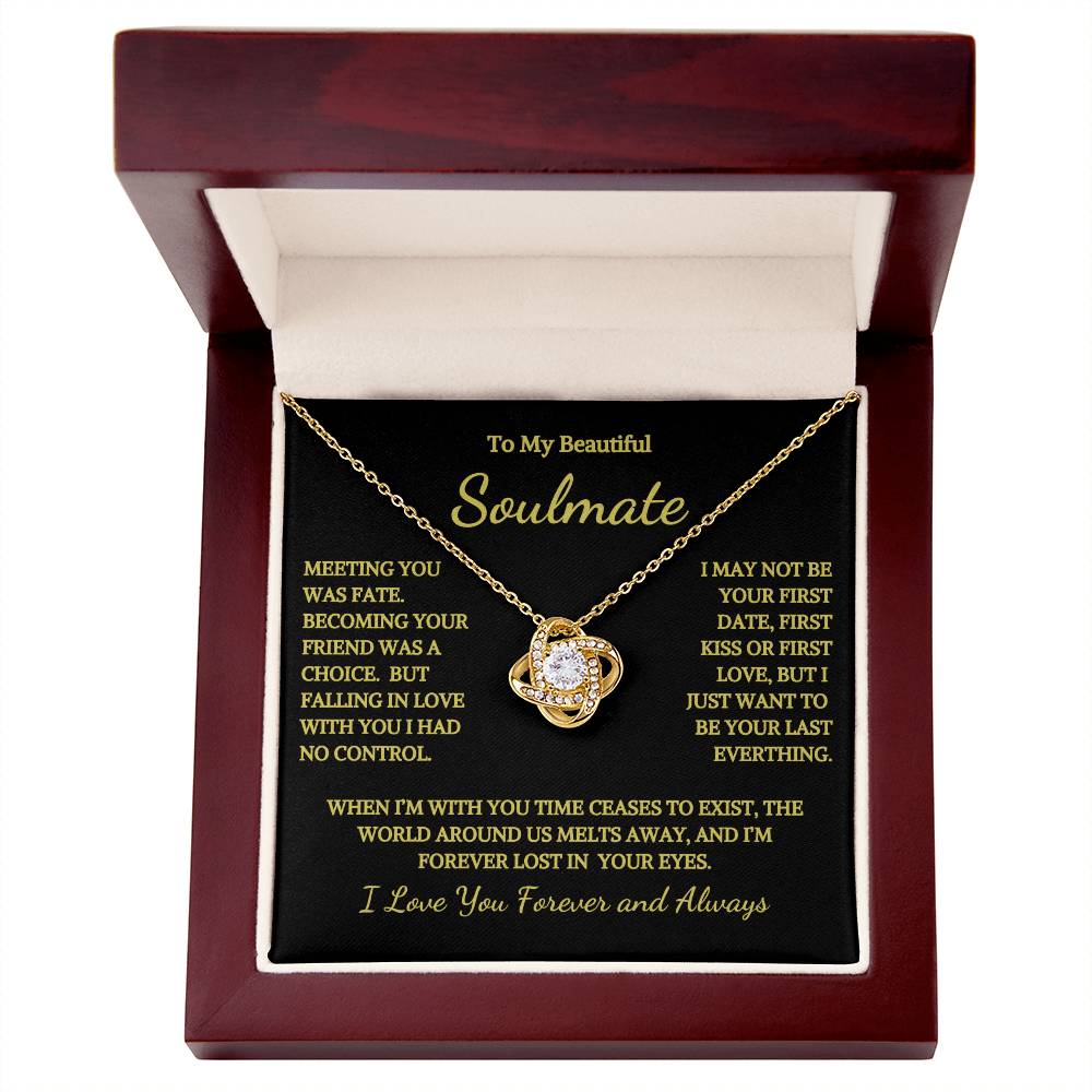 To My Soulmate Time Ceases To Exist Love Knot Necklace
