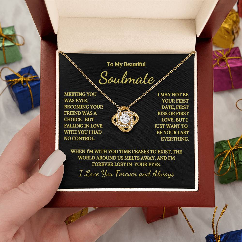 To My Soulmate Time Ceases To Exist Love Knot Necklace