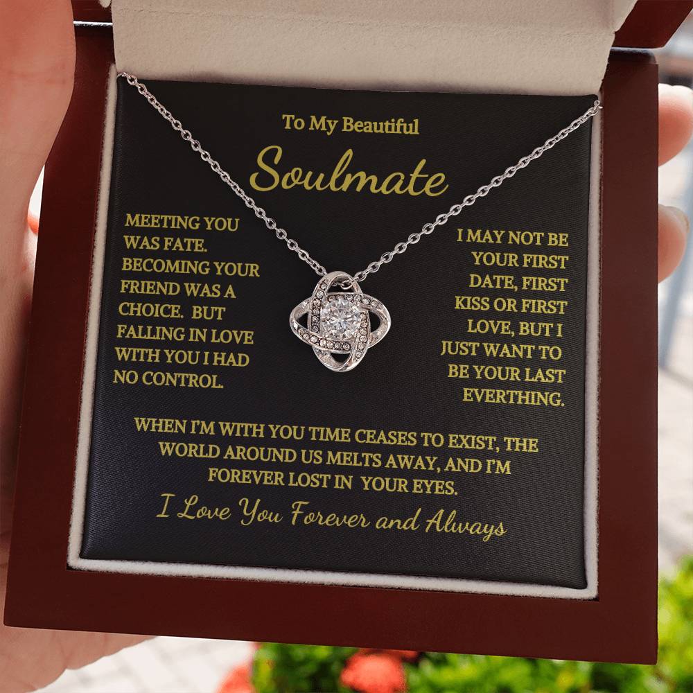 To My Soulmate Time Ceases To Exist Love Knot Necklace