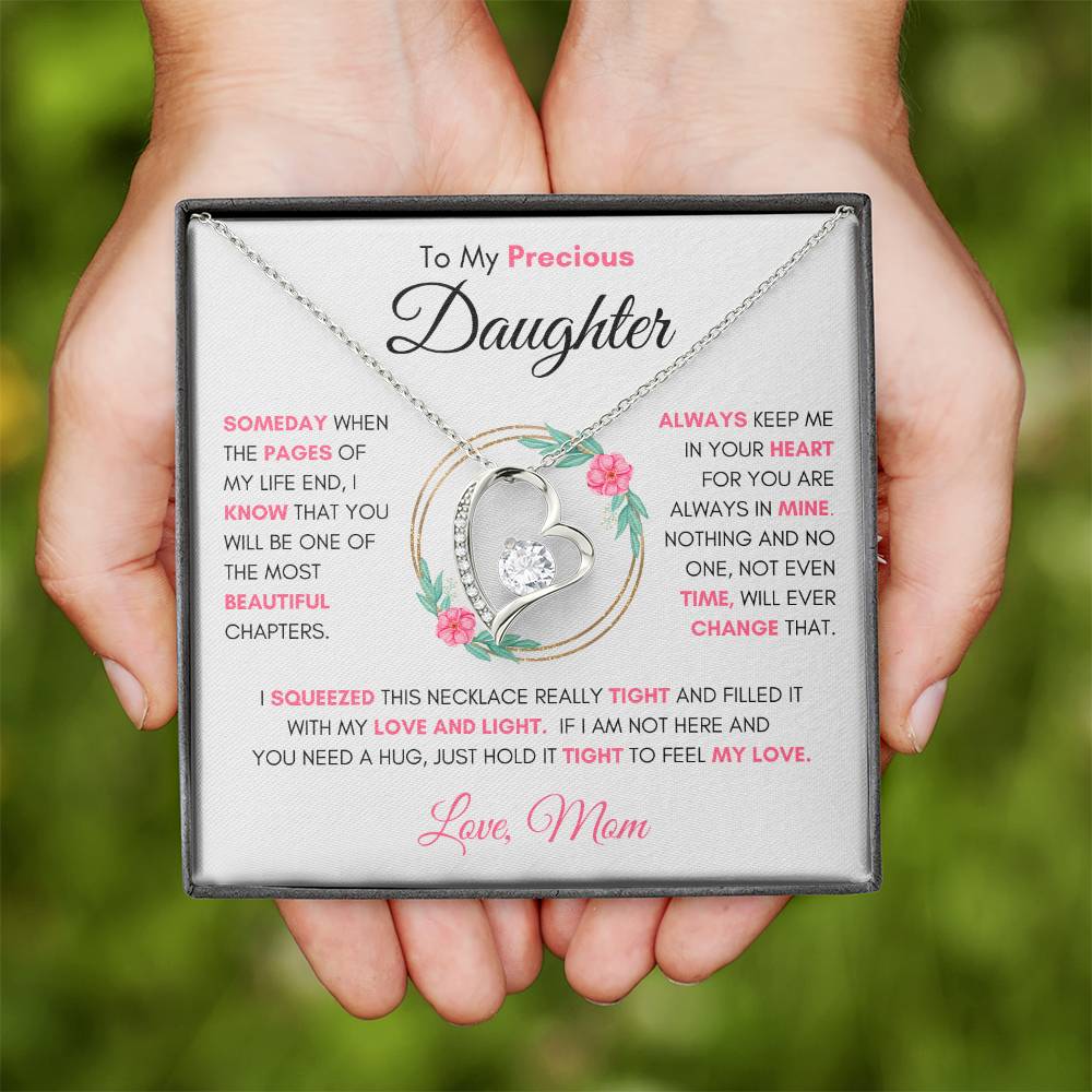 To My Precious Daughter " Someday When The Pages" Love Mom Necklace