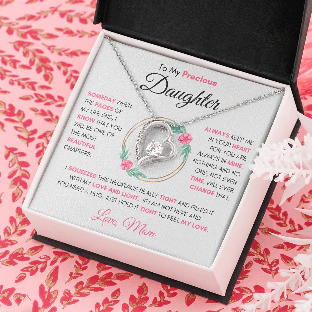 To My Precious Daughter " Someday When The Pages" Love Mom Necklace